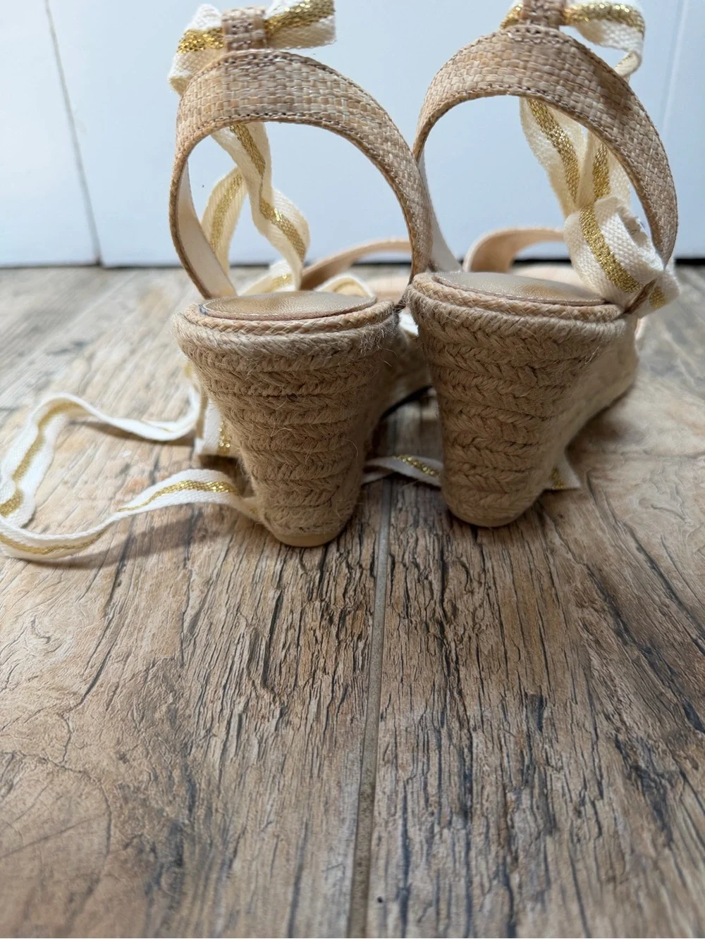 Lilly Pulitzer Paley Espadrille Wedge in Natural Size 9.5 Ankle Wrap Tie New